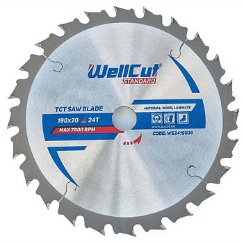 Пильний диск WellCut 190х20 24Т ламінат/пластик WS2419020 038543    фото