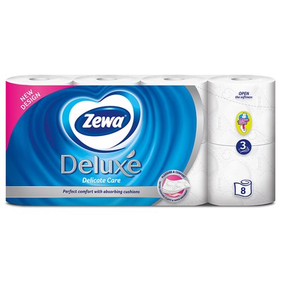 Папір туалетний Zewa Deluxe 3-х шаровий 8шт білий 041472    фото