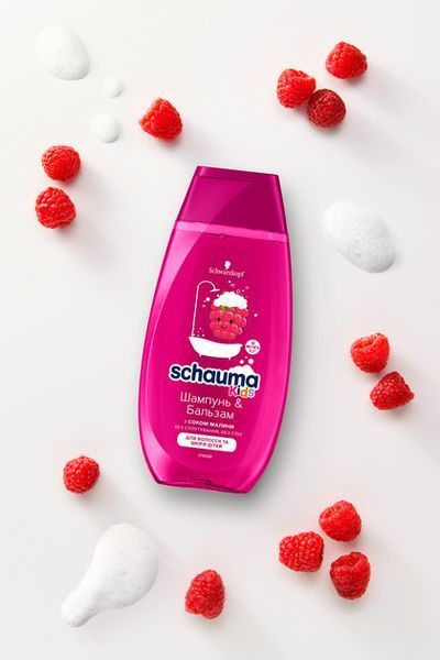 Шампунь-Бальзам для дітей Schauma Kids для волосся та шкіри з соком малини 400 мл 052675 фото