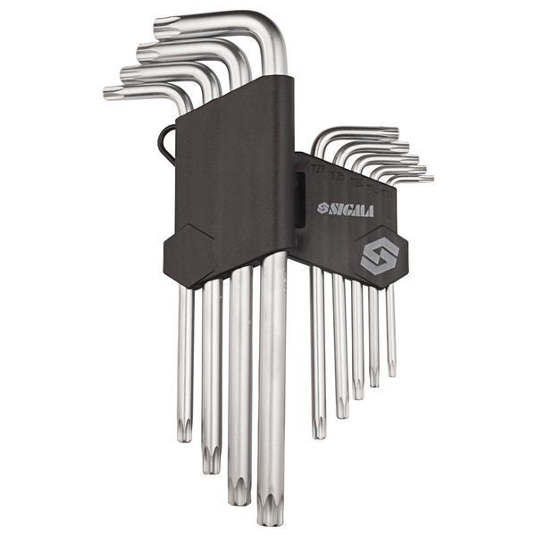Ключі TORX 9шт. T10-T50мм CrV (середні з отвором) SIGMA (4022221) 052942    фото