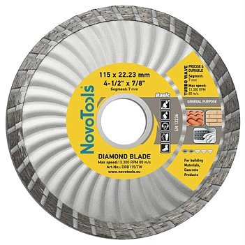 Алмазний диск відрізний NovoTools Novotools Basic 115x7,0x22,2 турбохвиля  047311    фото