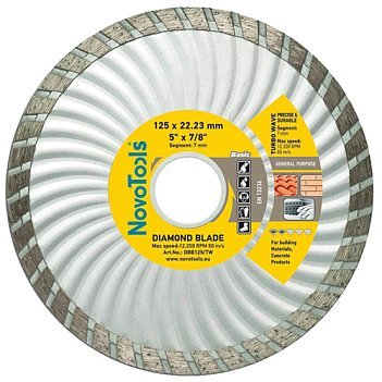 Алмазний диск відрізний NovoTools Novotools Basic 125x7,0x22,2 турбохвиля 038331    фото